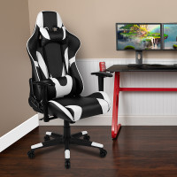 Flash Furniture CH-187230-1-BK-GG X20 Gaming Chair Racing Office Ergonomic Computer PC Adjustable Swivel Chair with Fully Reclining Back in Black LeatherSoft